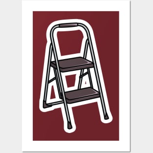 Working Metal Stepladder Sticker vector illustration. Interior objects icon concept. Step ladders for domestic and construction needs sticker design icon logo. Posters and Art